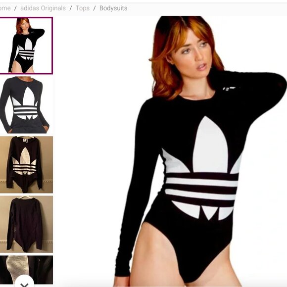 Black Adidas Originals Size M Logo Body Sportbody Trefoil Bodysuit Top FM2651 - Picture 4 of 16